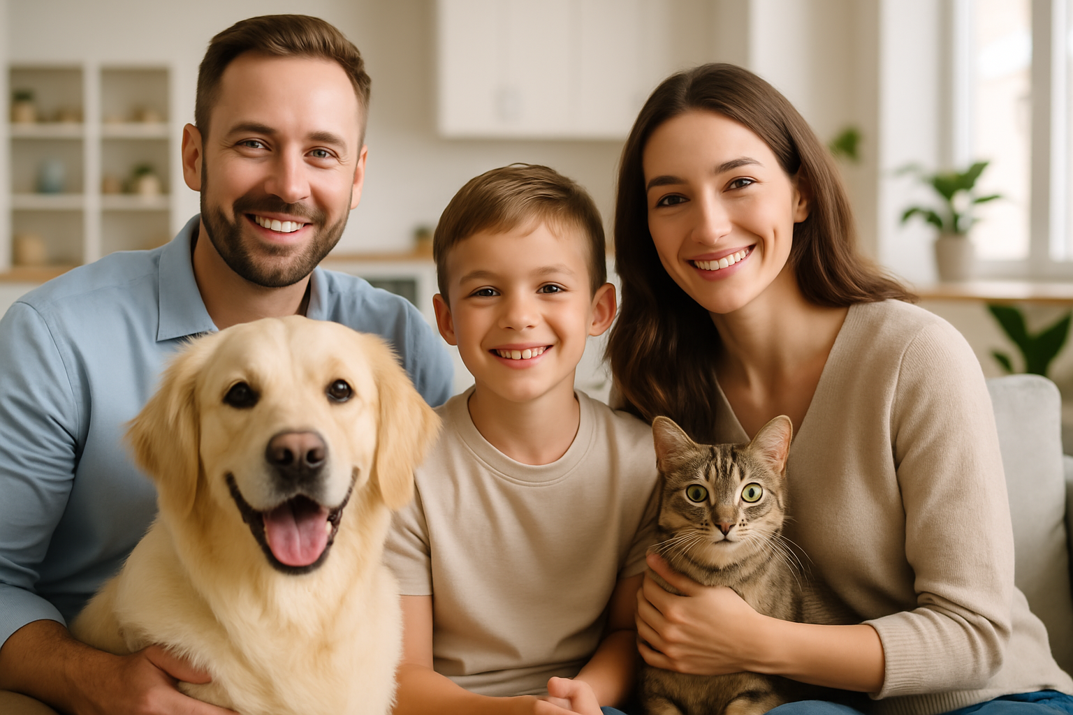 Happy healthy dog and cat together